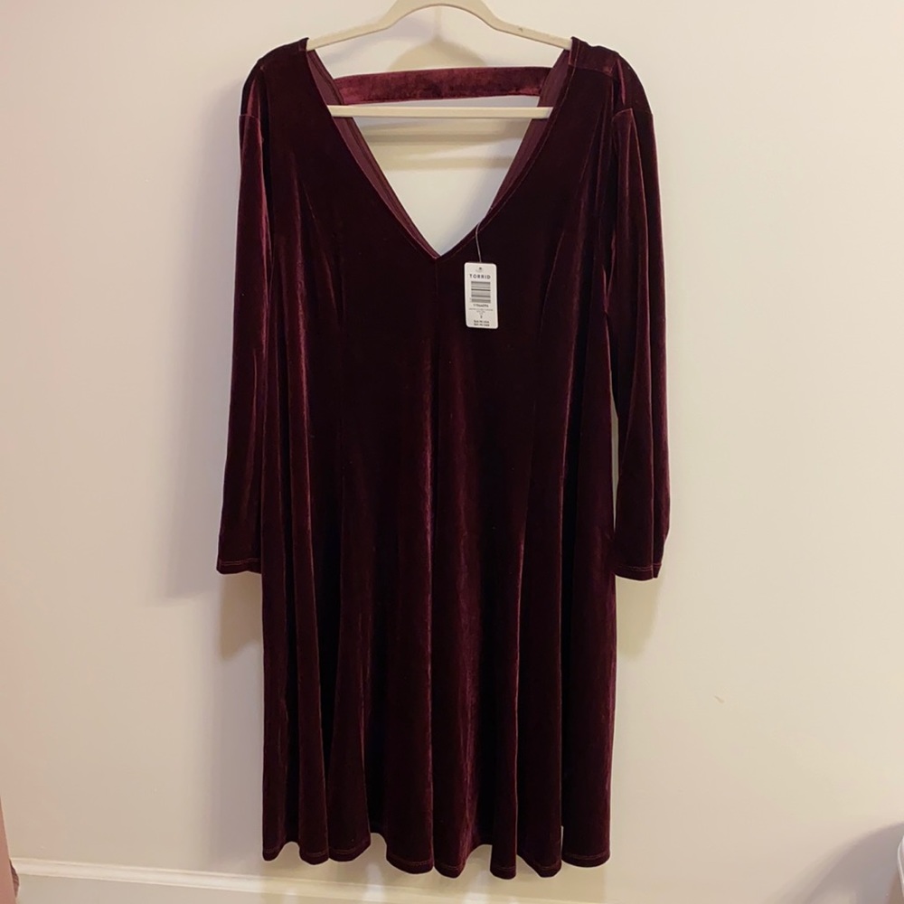 Burgundy velvet dress